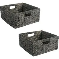 IDIMEX Dekokiste LANZI (Set), Aufbewahrungskorb Wasserhyazinthe, 2er Set Regalkorb 32x32cm schwarz