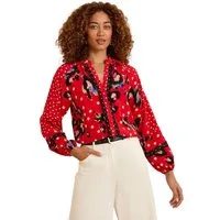 Love & Roses Langarmbluse Love & Roses Bluse mit Kerbausschnitt, Regular (1-tlg)