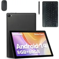 BUFO Android 14 10 Zoll 8(3+5)GB+64GB mit Tastatur, Maus und Stift Tablet (10", 64 GB, Android, 2,4G/5G WiFi, Split-Screen-Funktion, HD 1280x800, Dual-Kamera)