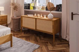 Kommode Schrank SAGA Eiche massiv 142x64x46 cm