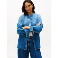 Tommy Hilfiger Jeansbluse DNM GLOW STAND-COLLAR SHIRT LS