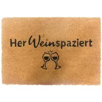 relaxdays Fußmatte Kokos Fußmatte mit Spruch 60x40 cm, rechteckig, Höhe: 10 mm, E