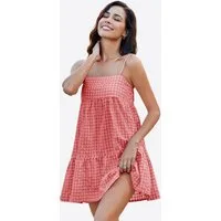 Imily Bela Minikleid Damen Karierte A-Linien Kleider (Packung, 1-tlg., 1per-Pack) mit Rüschensaum