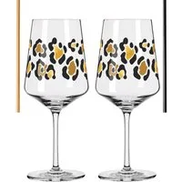 Dekomiro Gläser-Set RITZENHOFF 4er Set 2 Cocktailgläser Leo Muster mit 2 Glastrinkhalmen, 4-tlg., Glas, 4 teilig