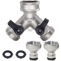 FELIXLEO Y-Stück Y-Verteiler 2-Wege Wasserhahn Adapter Chrom Messing 3/4 Zoll Anschluss, (1-tlg)
