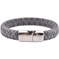 ROUGEMONT Lederarmband Modernes Handgefertigtes Echterer Herren Armband Grau 21cm, Echtes Leder