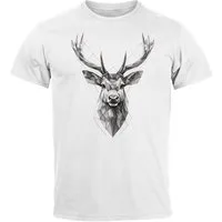 Neverless Print-Shirt Herren T-Shirt Trachtenshirt Hirsch Tiermotiv WildTier Abstrakt mit Print