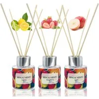 LA CUTE Raumduft Langer Raumduft Set, 3x50ml Diffuser Apfel, Erdbeere, Zitrone. (Duftstäbchen-Set mit 3 Flakons und 18 Rattanstäbchen, fruchtige Aromen., 3x 50ml Duftflakons mit 18 Rattanstäbchen, fruchtige Aromen), Fruchtige Raumdüfte Apfel, Erdbeer