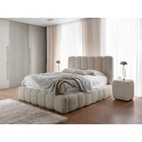 Compleo Polsterbett boucle CONDIS, Wolkenbett, Kopfteilhöhe: 127 cm (exklusives Bett), Nachttische als Option, Bett cloudy, dekorativen Rillen