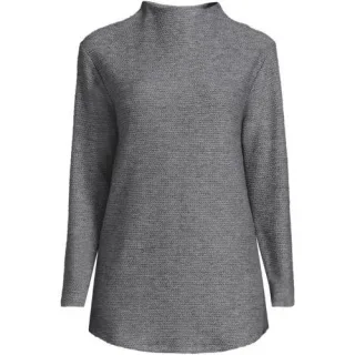 Strickshirt mit Schornsteinkragen für Damen, Damen, size: regular, Schwarz, Viskose/Polyester-Mischung/Nylon-Mischung, by Lands' End