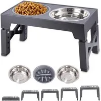 SinLaw Futternapf Höhenverstellbarer Futternapf für Haustiere mit Slow-Food-Napf, rostfreie Stähle, Silikon, höhenverstellbar
