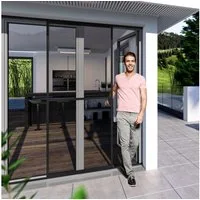 Windhager Insektenschutz-Schiebetür Expert, Fliegengitter für große doppelflügige Terrassentüren, (1-St), Schiebetür für Balkon,120 x 240 cm, erhältlich in anthrazit oder weiß