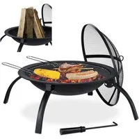 relaxdays Feuerschale XL Feuerschale mit Grillzubehör, ohne Tragetasche