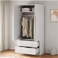 Flieks Kleiderschrank Doppeltür-Design Kleiderschrank 70x40x170cm mit 2 Schubladen