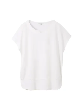 Tom Tailor - T-Shirt aus Materialmix whisper white - Gr. - XXXL