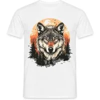 Spreadshirt T-Shirt Wolf Im Wald, Kraftvolles Tiermotiv Männer T-Shirt (1-tlg)