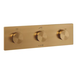 KLUDI-Push, Tronic Elektronisches Unterputz-Thermostat mit Feinbauset Brushed Bronze PVD 38300N1-00