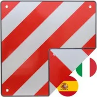 TRUTZHOLM Warnschild Warntafel Italien Spanien 50 x 50 cm rot weiß reflektierend Caravan, (Artikel, 1 St), 2 in 1 Warntafel