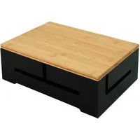 relaxdays Kabelbox Bambus Kabelbox mit Magnetdeckel, (17-tlg), schwarz