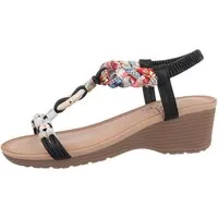 Ital-Design Damen Freizeit Keilsandalette (86016708) Keilabsatz/Wedge Keilsandaletten in Schwarz