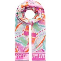 Zwillingsherz Schal "Be Happy Everyday, farbenfrohes grafisches Muster mit Schriftzug