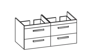Artiqua 411 Waschtischunterschrank für Starck 3 033213 Oxid Hellgrau quer, 411-WU4L-D11-7183-721 411-WU4L-D11-7183-721