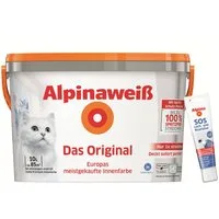 Alpina Wandfarbe - SET - Alpinaweiß Das Original – inkl. SOS Loch- und Rissfüller