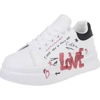 Ital-Design Damen Low-Top Freizeit Sneaker (88519172) Flach Sneakers Low in Weiß