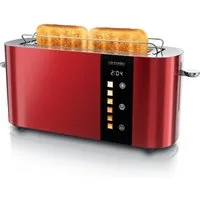 Arendo Toaster 2-Scheiben Edelstahl Langschlitz, Touch, Restzeit Bräunungsgradanzeige, 1 langer Schlitz, für 2 Scheiben, 1000 W, Brötchenaufsatz, Wärmeisoliert, Toast-Symbole für Bräunungsgradauswahl