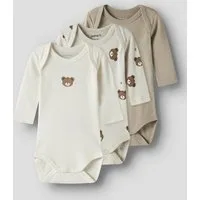 Name It Langarmbody NBNBODY 3P LS PUMICE BEAR NOOS (Packung, 3-tlg)