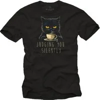 MAKAYA Print-Shirt Herren Katzenshirt Lustige Sprüche für Männer Katzenliebhaber (Schwarz, S, M, L, XL, XXL, 3XL, 4XL, 5XL) Baumwolle