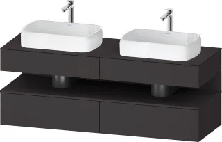 Duravit Qatego Konsolenwaschtischunterbau wandhängend Graphit Supermatt 1600x550x600 mm - QA47790808 QA4779080800000