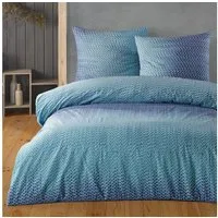 Buymax Bettwäsche Debora, Renforce: 100% Baumwolle, 3 teilig, Bettwäsche-Set, 200x220 cm, mit Reißverschluss, Blau