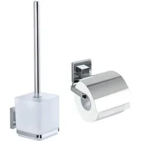 WENKO Badaccessoire-Set Vacuum-Loc Quadro, Set, 2 tlg., WC-Garnitur,Toilettenpapierhalter