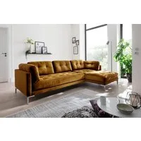 Trends by HG Ecksofa Landau L-Form, in Cord-Stoff mit Metallfuß