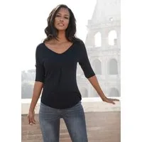 LASCANA Kurzarmshirt mit Kellerfalte aus luftigem Viskose-Stretch