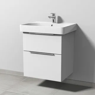 Sanipa 3way Waschtischunterbau zu Geberit Smyle Square Waschtisch mit 2 Auszügen, Weiß-Soft UM67043
