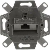 UAE-Doseneinsatz mit Schrägauslass und RJ45-Anschlüssen Cat. 6A, 1-fach, Unterputz grau, Retail