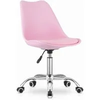 Home Collective Drehstuhl Bürostuhl für Kinderzimmer und Büro, Sitzhöhe verstellbar 47-58 cm (Bürostuhl mit Rollen, Schreibtischstuhl höhenverstellbar, Chromgestell, stabil), Ergonomischer Drehstuhl Schreibtisch, Chromfuß, Öko-Lederkissen Rosa