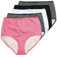 Ulla Popken Maxislip Maxislips 5er-Pack Ringel/einfarbig High Waist