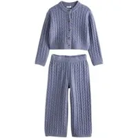 Next Langarmshirt & Leggings Cardigan mit Zopfmuster und Hose im Set (2-tlg)