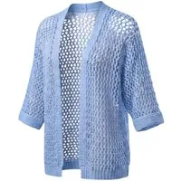 OriginalYou Cardigan Damen Strickjacke Häkelmuster luftiger Sommer Cardigan modernes Loch-Strick-Muster, One Size 40-44