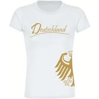 multifanshop T-Shirt Damen Deutschland - Adler seitlich Gold - Frauen