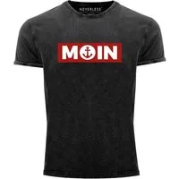 Neverless Print-Shirt Herren Vintage Shirt Moin norddeutsch Morgen Anker Printshirt T-Shirt mit Print