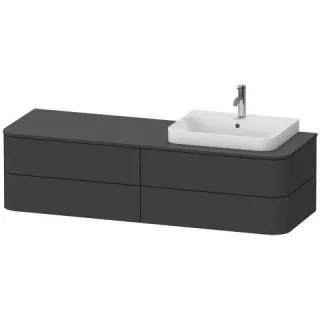 Duravit Happy D.2 Plus Konsolenwaschtischunterbau wandhängend Graphit Supermatt 1600x550x408 mm - HP HP4973R80800010