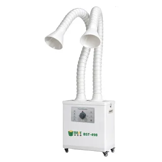 BEST BST-498 Dual-Tube Fume Extractor 200W 310m³/h Soldering Smoke Absorber Air Purifier With 3-Layer Filtration System