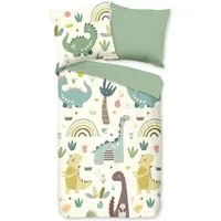 good morning Kinderbettwäsche Quint, Renforcé, 2 teilig, Baumwolle, Renforcé, Wendeoptik, Kind, Baby, Dino
