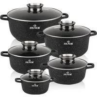 Zilner Topf-Set Graue Töpfe mit Keramik-marmorbeschichtung, Induktionstöpfe, Aluminium, Keramik (10-tlg)