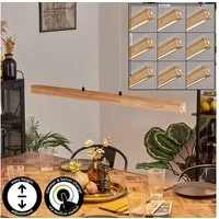 hofstein Pendelleuchte dimmbare Hängelampe aus Metall/Holz/Kunststoff in Schwarz/Naturfarben, LED wechselbar, 3000-6000 Kelvin, skandinavisches Design, Touchdimmer, LED 24 Watt, 2550 Lumen