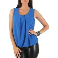 malito more than fashion Chiffonbluse malito Damen Bluse ärmellos 6879 Blusentop mit Rundhals-Ausschnitt